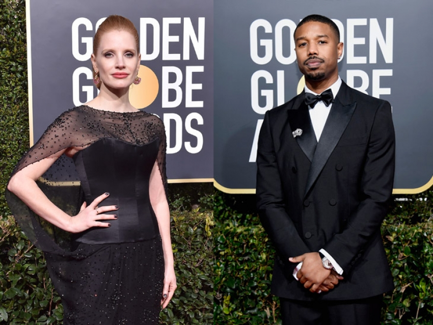 Jessica Chastain y Michael B. Jordan con Piaget en los Globos de Oro 2019